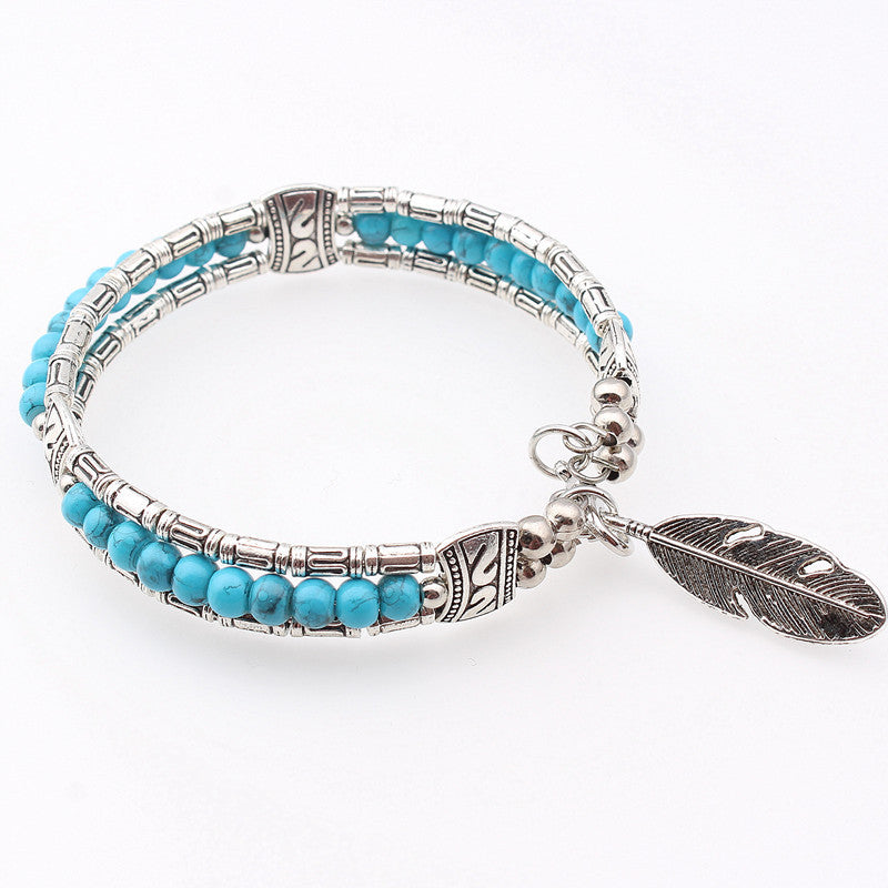 Wholesale Turquoise Feather Alloy Bracelets